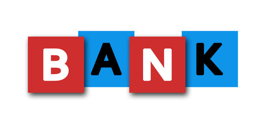 Bank - letters written in beautiful boxes on white background