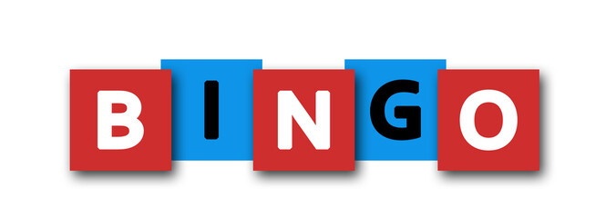 Bingo - letters written in beautiful boxes on white background