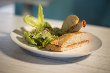 fish baguette with vegetables