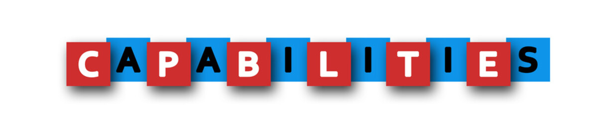 Capabilities - letters written in beautiful boxes on white background