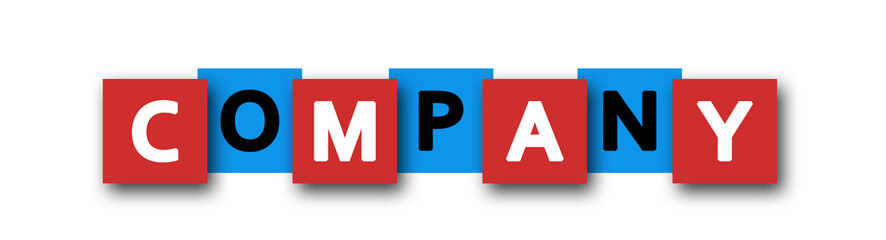 Company - letters written in beautiful boxes on white background