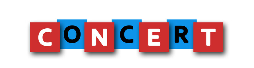 Concert - letters written in beautiful boxes on white background