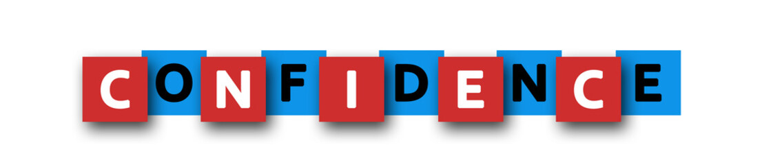 Confidence - letters written in beautiful boxes on white background