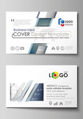 Obraz premium Business card templates. Easy editable layout, abstract vector design template. DNA and neurons molecule structure. Medicine, science, technology concept. Scalable graphic.