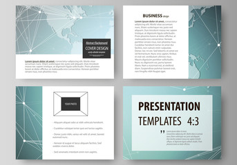 The minimalistic abstract vector illustration of the editable layout of the presentation slides design business templates. Chemistry pattern, connecting lines and dots. Medical concept.