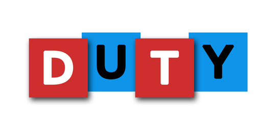 Duty - letters written in beautiful boxes on white background