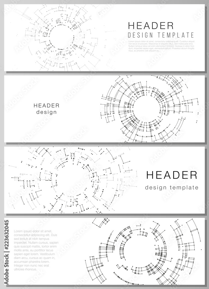 Poster the minimalistic vector layout of headers, banner design templates. network connection concept with 