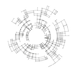 Connecting lines and dots on white background. Abstract network connection design concept. Technology design vector background, digital geometric abstraction with lines and points.