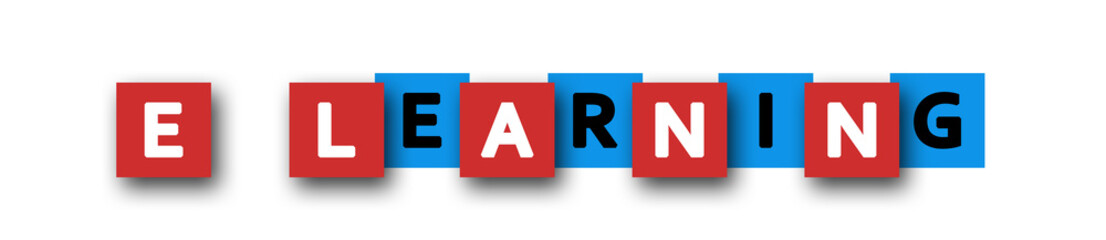 E-Learning - letters written in beautiful boxes on white background