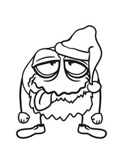 betrunken weihnachten weihnachtsmann nikolaus geschenke monster stehen alt kopf großvater opa bart gesicht kopf verwirrt frech comic cartoon clipart cool