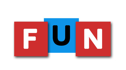 Fun - letters written in beautiful boxes on white background