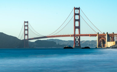 Fototapeta na wymiar Stretching a mile below the rugged cliffs on the Presidio’s western shoreline, Baker Beach’s spectacular outside-the-Gate views of the Bridge and the Marin Headlands are unsurpassed.
