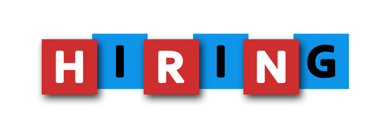 Hiring - letters written in beautiful boxes on white background