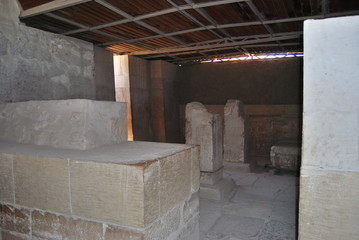 Inside the Mortuary Temple of Khufu, Giza, Cairo, Egypt, Africa