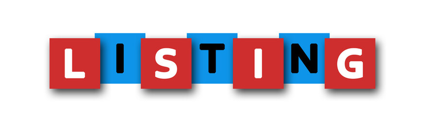 Listing - letters written in beautiful boxes on white background