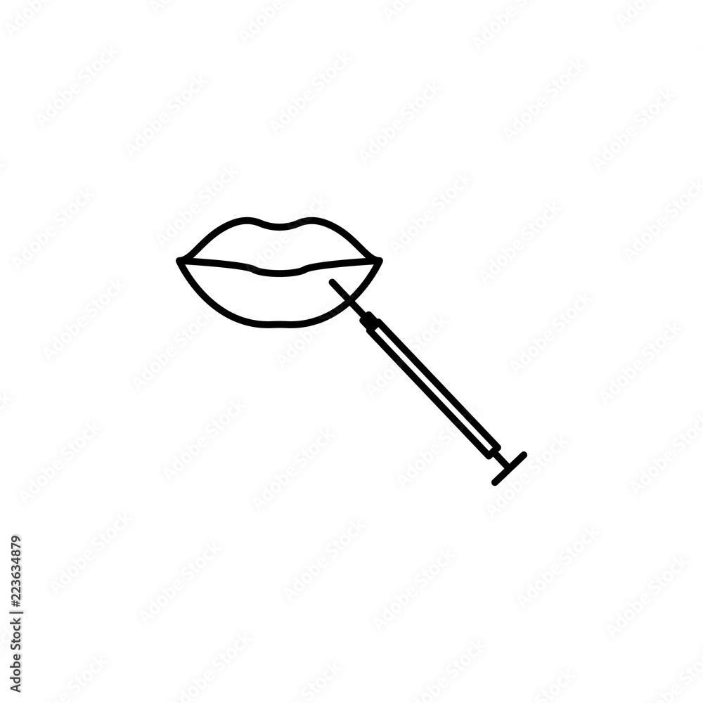 Poster lips botox enlarge augment icon. element of beauty and anti aging icon for mobile concept and web ap