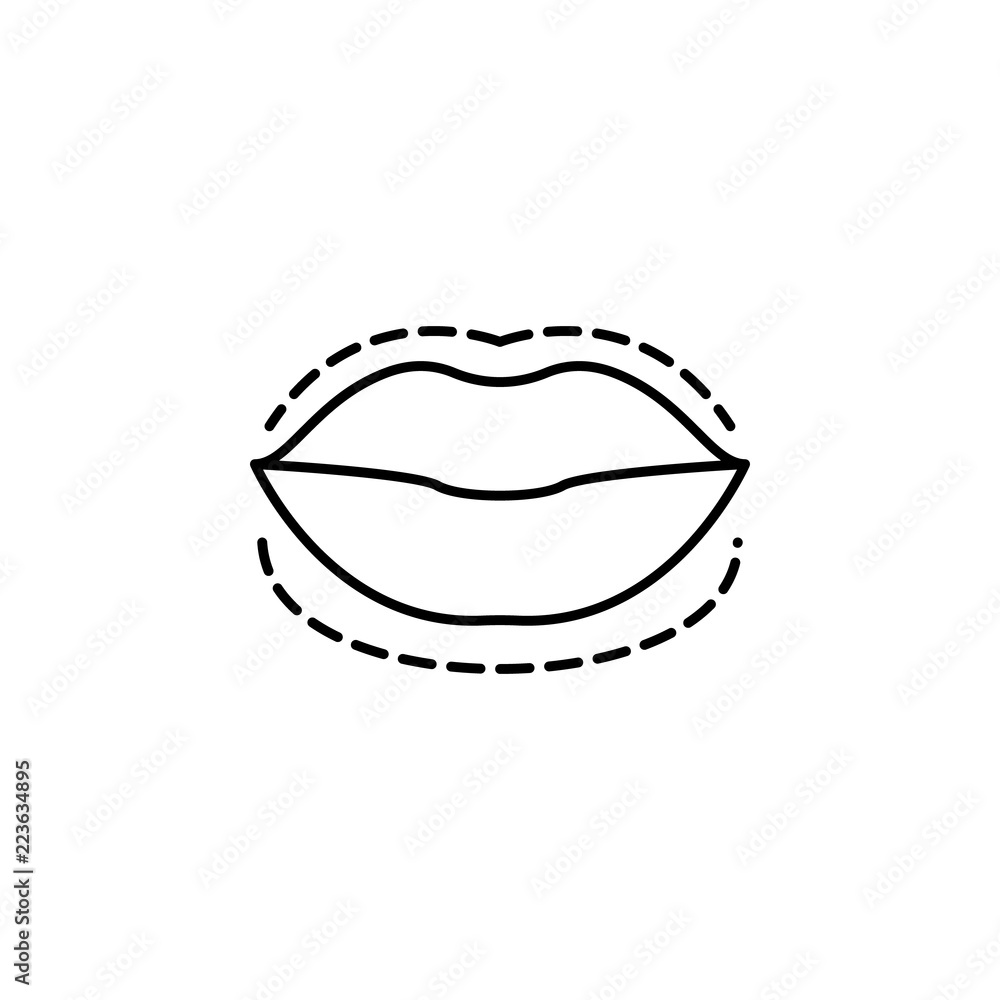 Poster lips botox enlarge augment icon. element of beauty and anti aging icon for mobile concept and web ap