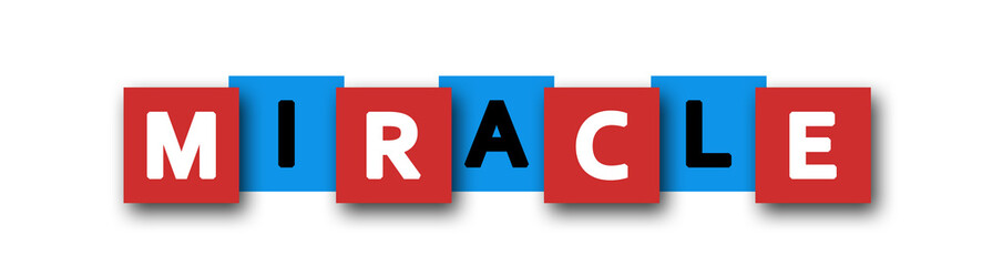 Miracle - letters written in beautiful boxes on white background