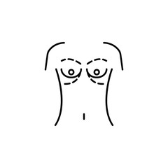 Breast enlarge, augment woman icon. Element of beauty and anti aging icon for mobile concept and web apps. Thin line Breast enlarge, augment woman icon can be used for web