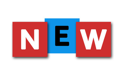 New - letters written in beautiful boxes on white background