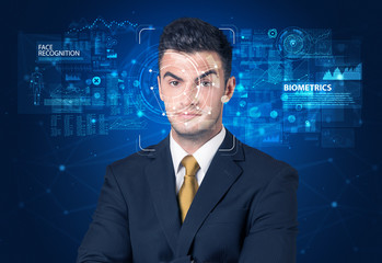 Face detection and recognition. Computer vision and artificial intelligence concept.