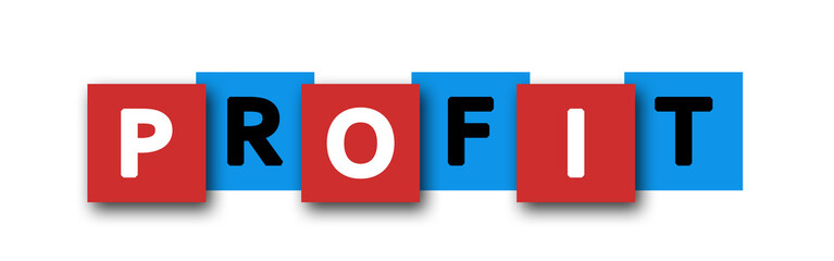 Profit - letters written in beautiful boxes on white background