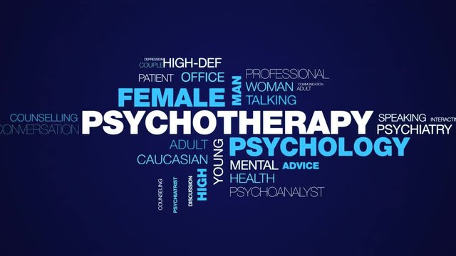 psychotherapy psychology female man therapy help therapist psychologist male high definition animated word cloud background in uhd 4k 3840 2160.