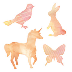 生き物のシルエットのイラスト