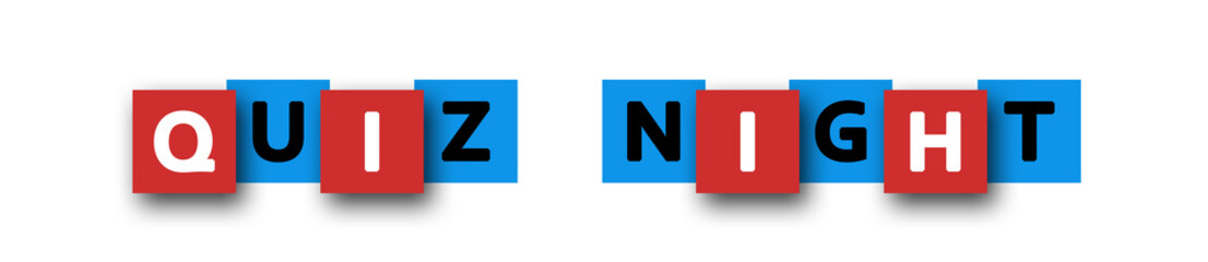 Quiz-Night - letters written in beautiful boxes on white background