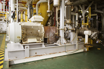 The centrifugal pump install on process condensate system at oil and gas offshore platform.