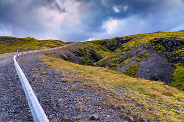 Mountain Pass road 54 from North to South part, Snæfellsnesvegur, Snæfellsnes peninsula,Iceland