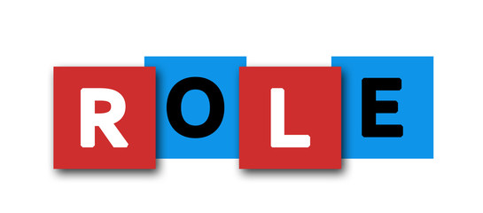 Role - letters written in beautiful boxes on white background