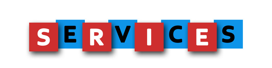 Services - letters written in beautiful boxes on white background