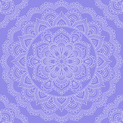 Seamless pattern with mandala ornament. Hand drawn illustration