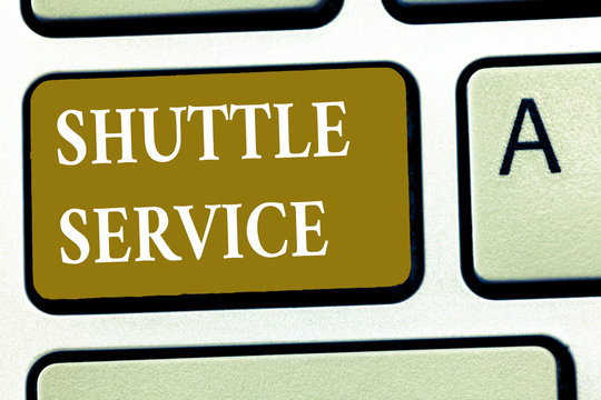 Text sign showing Shuttle Service. Conceptual photo vehicles like buses travel frequently between two places.