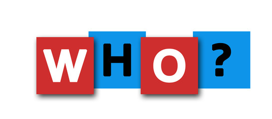 Who? - letters written in beautiful boxes on white background