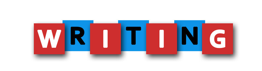 Writing - letters written in beautiful boxes on white background