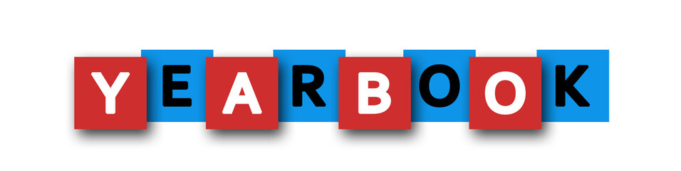 Yearbook - letters written in beautiful boxes on white background