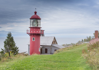 Fototapeta na wymiar red lighthouse Gaspe Quebec 