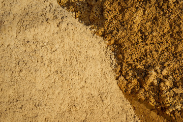 The texture of the sand and clay