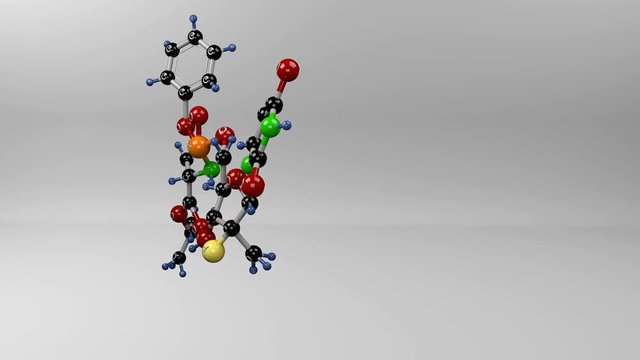 Sofosbuvir molecule. Molecular structure of sovaldi, compound used as an antiviral agent in the treatment of chronic Hepatitis C. 