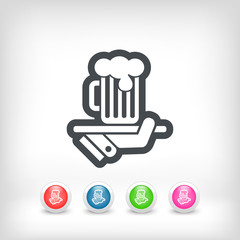 Waiter serving beer icon