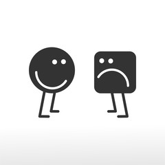 Противоположность. Антипода. Веселый - злой. Умный - глупый. Векторные иконки.