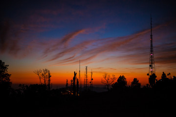 sunset in city