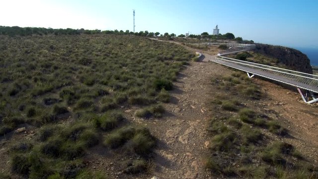 Aerial view of landscape  and beach in Murcia,Spain. Drone Footage