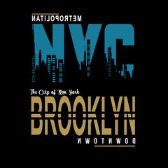 NEW YORK BROOKLYN TYPOGRAPHY T SHIRT 