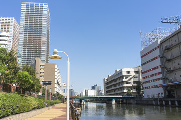 view of shibaura canal  tokyo