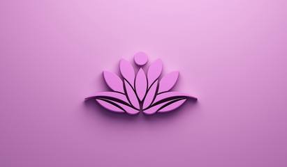 Pink Lotus Person Logo. 3D Render illustration