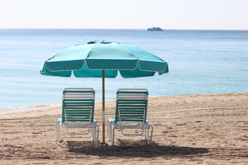 Miami Beach Chaises with Umbrella
