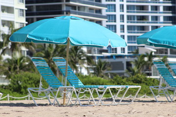 Miami Beach Chaises with Umbrella